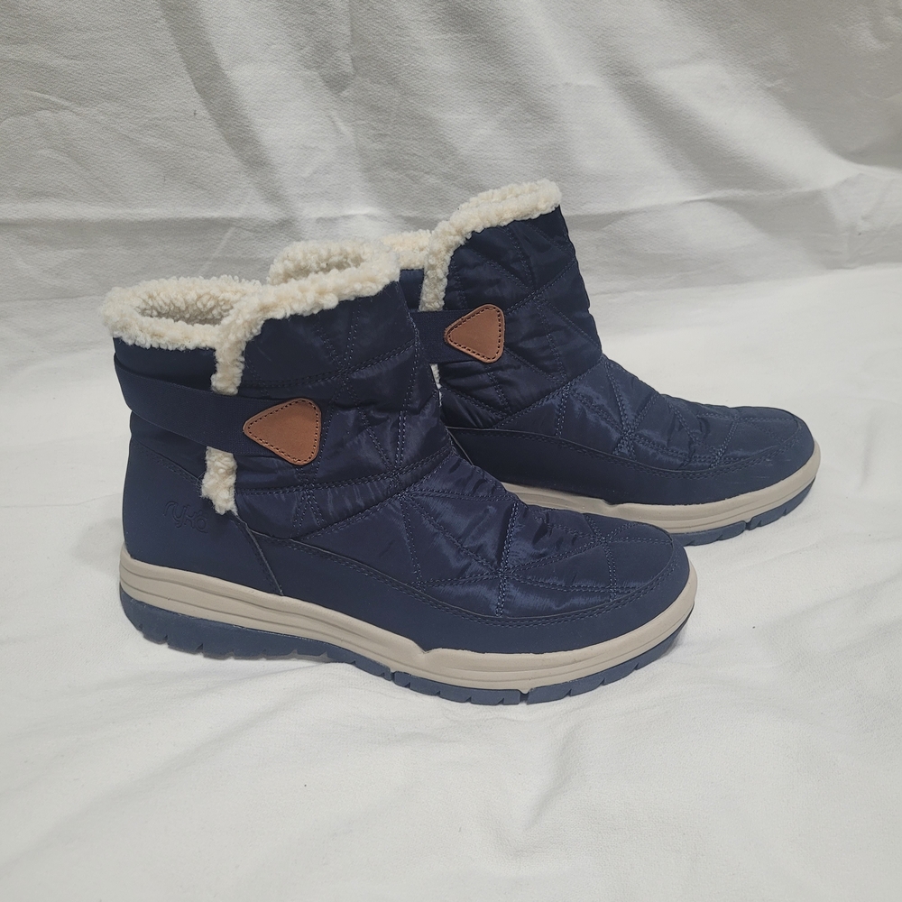 Ryka Navy Quilted Winter Boots with Faux Fur